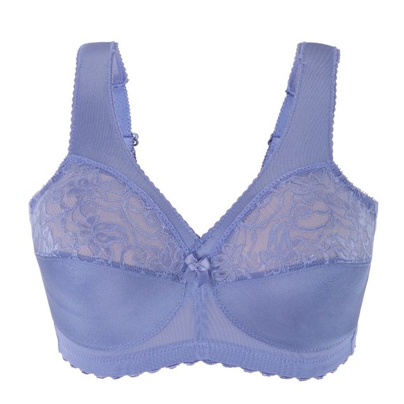 Glamorise 48i MAGIC LIFT Support Bra LACE~CUPS & WIDE~COMFORT~STRAPS Blue NEW - Picture 1 of 12